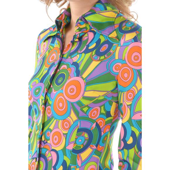 NWT Dolce & Gabbana Silk abstract Print Blouse Shirt Multicolor IT 42 US M - Picture 4 of 11